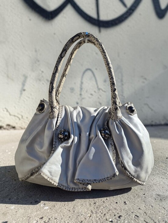 Betsey Johnson Handbags - Betsey Johnson Vintage Pearl White Leather Hobo Bag